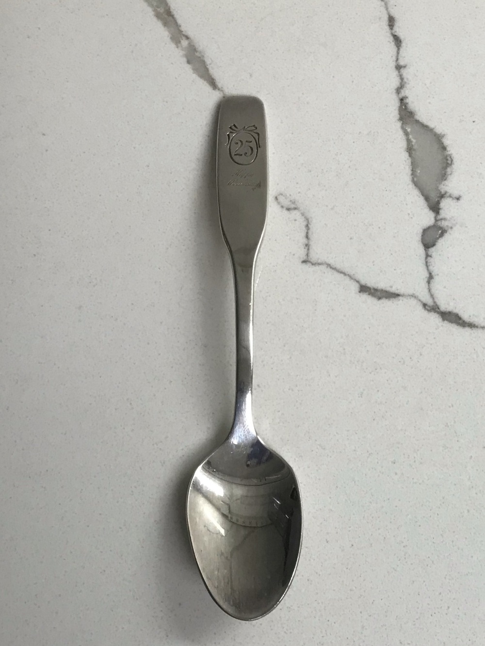 Vintage Oneida Stainless Steel Commemorative Spoon - Happy 25 th Anniversary